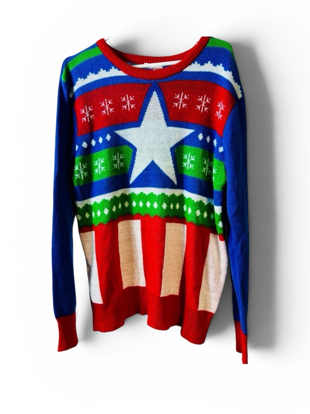 Marvel‎ Captain America Lightweight 100% Acrylic Christmas Sweater Sz L/XL